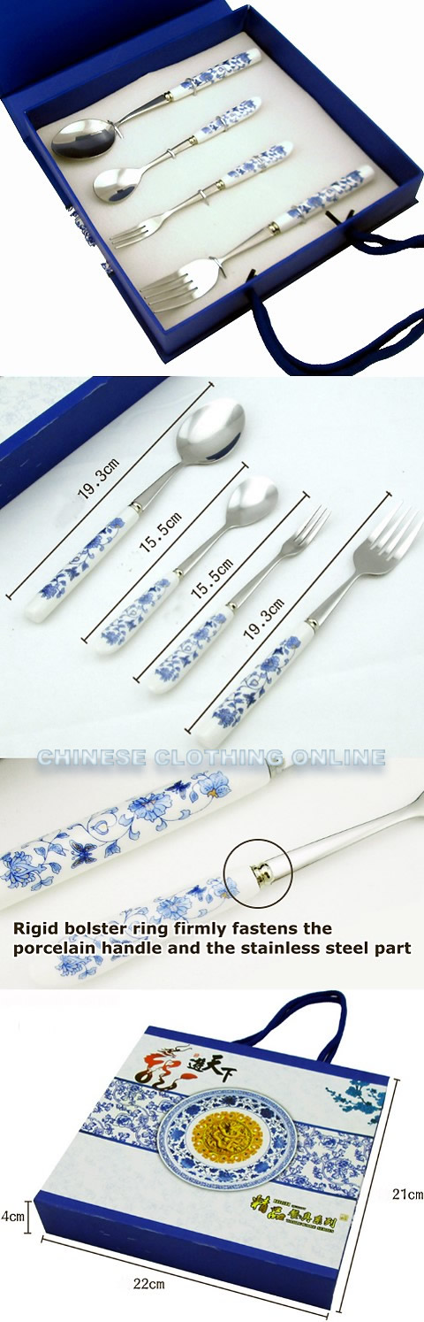 Stainless Steel w/ Porcelain handle Cutlery Set