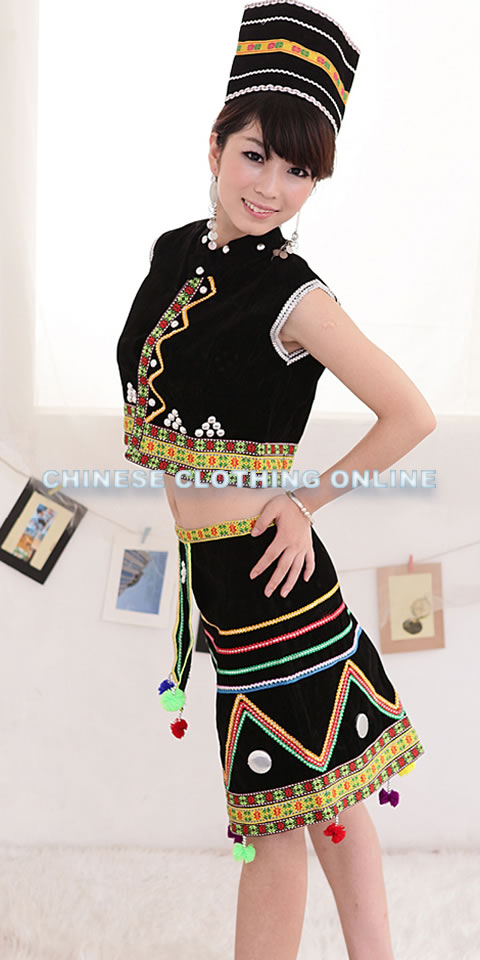 Chinese Ethnic Dancing Costume - Dai Zu | Li Zu | Wa Zu | Jingpo Zu