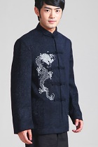 Mandarin Chenille Fabric Jacket with Embroidery Dragons (RM)