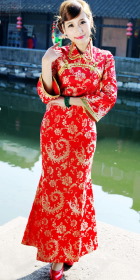 Long-sleeve Foldable-collar Cheongsam (CM)