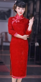 3/4-sleeve Long-length Cheongsam (CM)