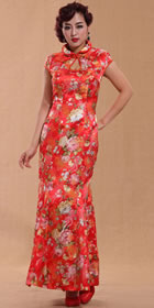 Cup-sleeve Long-length Fishtail Cheongsam (CM)