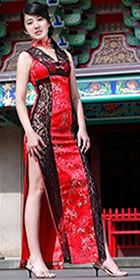 Sleeveless V-neck Long-length Cheongsam (CM)