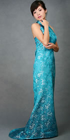 Cut-in Shoulders Bareback Long-length Cheongsam (CM)