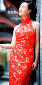 Cut-in Shoulders Bareback Long-length Cheongsam (CM)