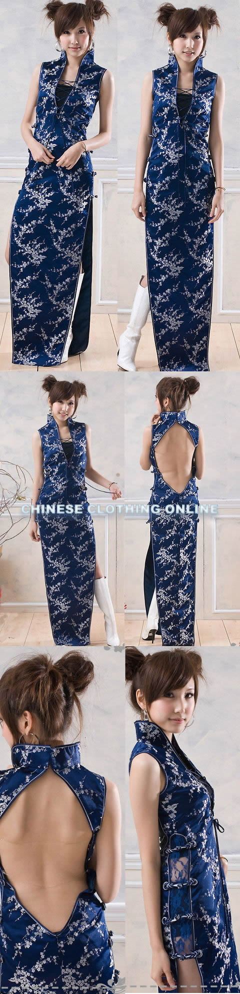 Sleeveless Brocade/Embroidery-Gauze Long-length Cheongsam (CM)