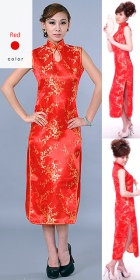 Sleeveless Long-length Brocade Cheongsam (RM)