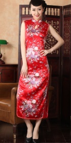 Sleeveless Long-length Floral Cheongsam (RM)