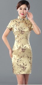 Short-sleeve Short Brocade Cheongsam Dress