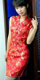 V-neckline Sleeveless Short-length Cheongsam (CM)