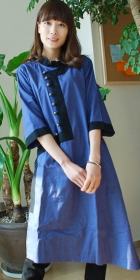Ethnic 3/4-sleeve Z-lapel Loose Dress (CM)