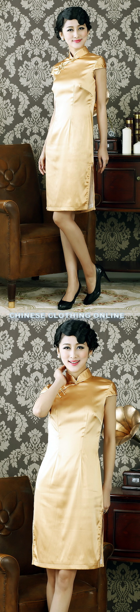 Cup-sleeve Mid-length Cheongsam (CM)