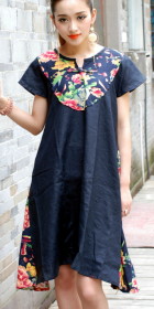 Ethnic Floral Printing Patches A-line Dress (CM)