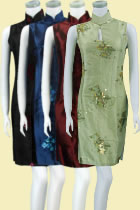 Bargain - Sleeveless Embroidery w/ Paillettes Midi Thai Silk Cheongsam Dress (RM)