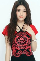 Ethnic Cotton Printing Strap Blouse - Red (RM)