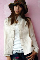 Ethnic Long-Sleeve Standing Collar Blouse/Jacket (CM)