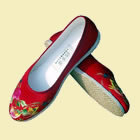 Silk Embroidery Shoes - Hand Embroidery Pattern (Red)