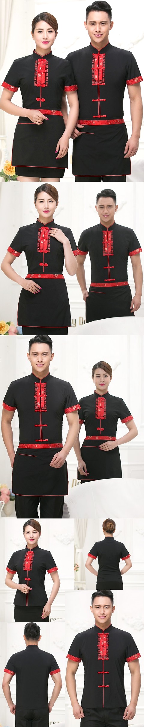 Mandarin Style Restaurant Uniform-Top (Black)