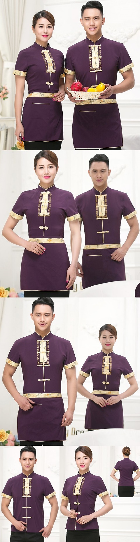 Mandarin Style Restaurant Uniform-Top (Purple)