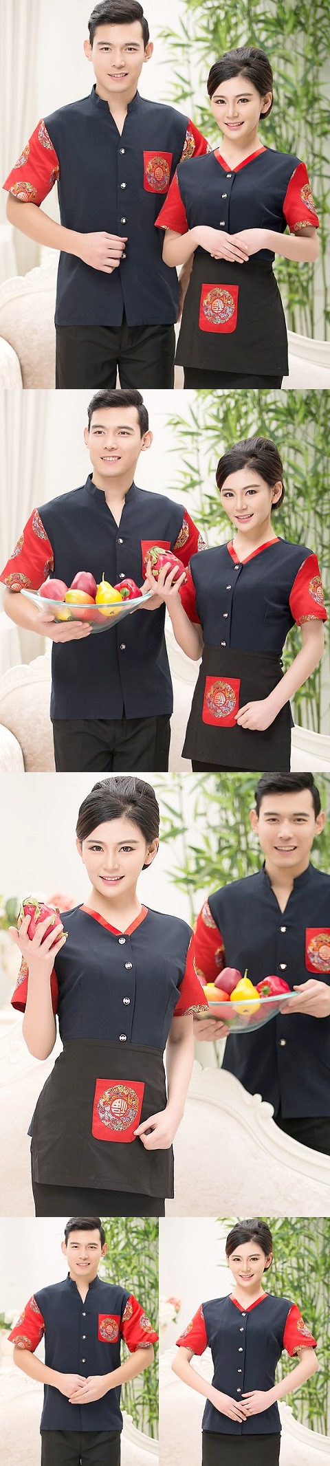 Mandarin Style Restaurant Uniform-Top (Black)