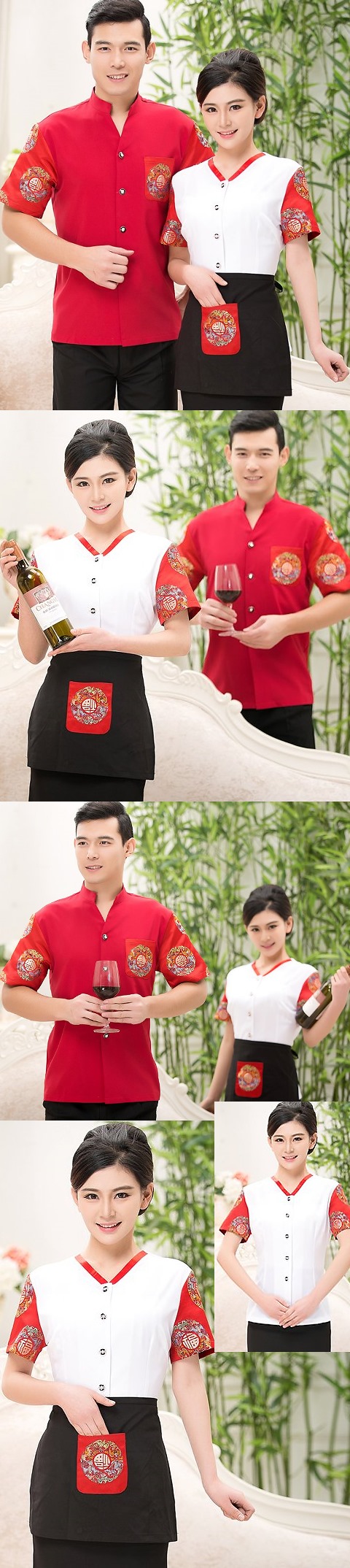 Mandarin Style Restaurant Uniform-Top (White)