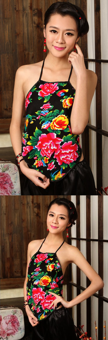 Ethnic Floral Printing Halter Top (RM)