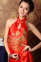 Embroidery Mandarin Collar Halter Top