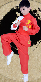 Kid's Dragon Embroidery Kung Fu Uniform with Sash (RM)