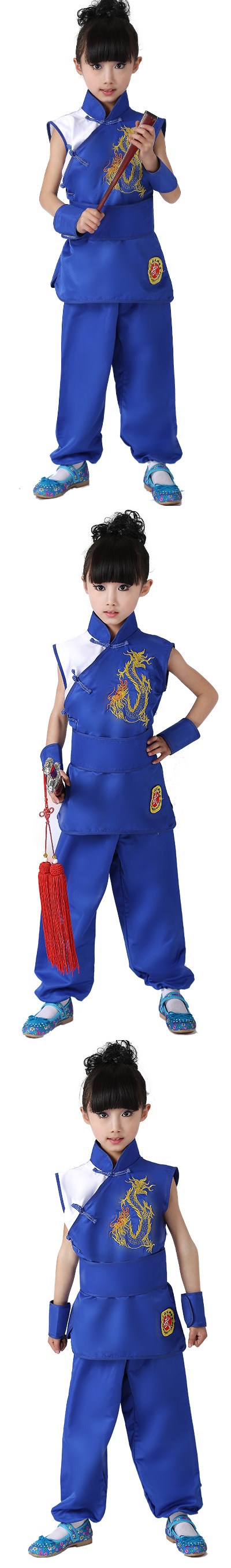 Kid's Dragon Embroidery Kung Fu Uniform with Sash (RM)