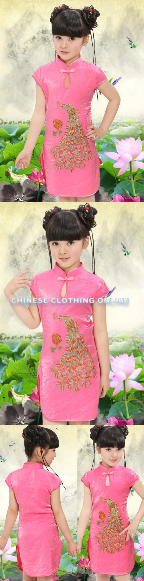 Girl's Peacock Embroidery Cheongsam Dress (RM)