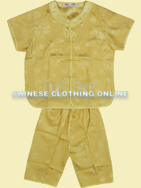 Boy's Short-sleeve Double-dragon Mandarin Suit (RM)