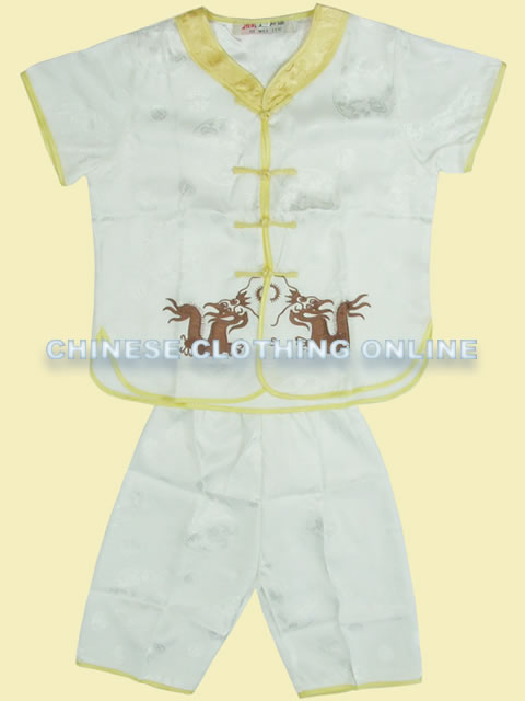 Boy's Short-sleeve Double-dragon Mandarin Suit (RM)
