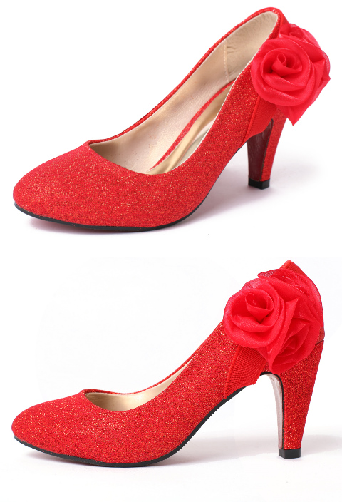 High Heel Ribbon Flower Shoes