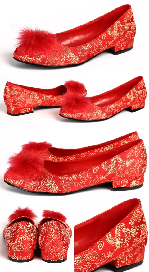Flat Heel Brocade Vamp Shoes