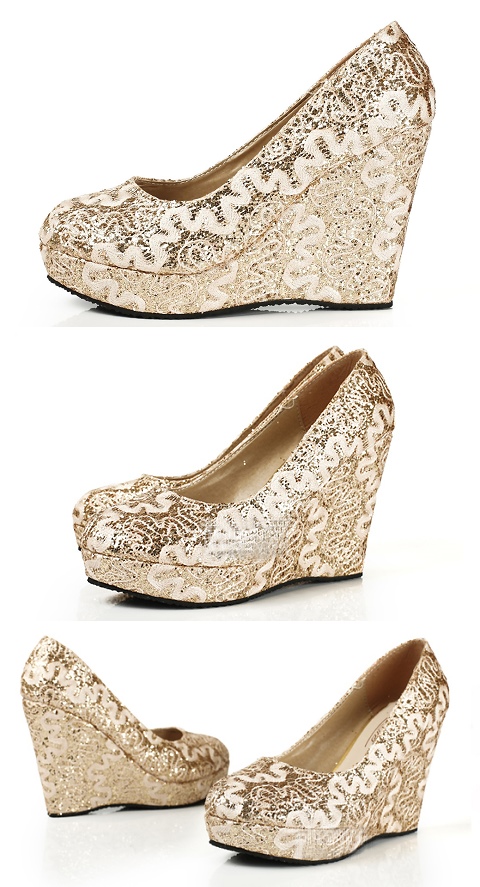 High Heel Lace Vamp Wedge Shoes