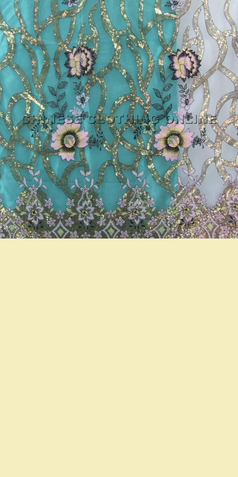 Fabric - See-through Embroidery Gauze w/ Paillettes (White)