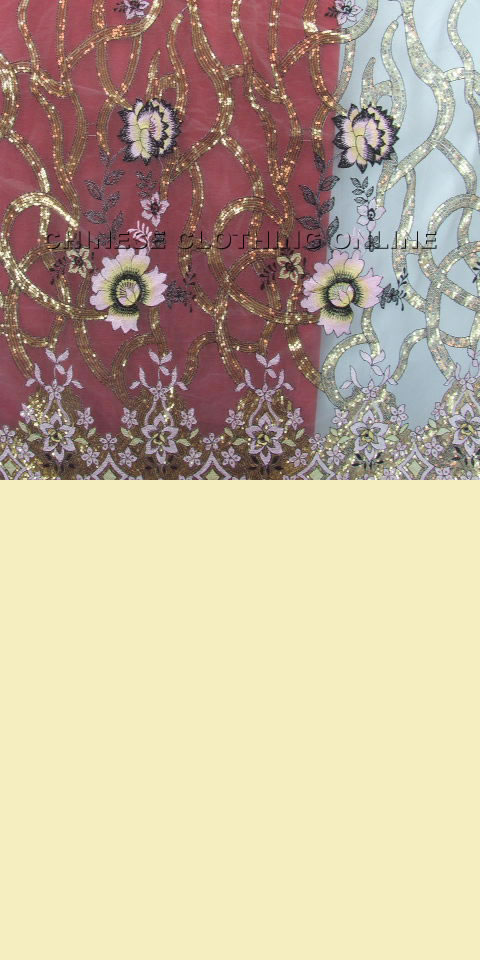Fabric - See-through Embroidery Gauze w/ Paillettes (White)