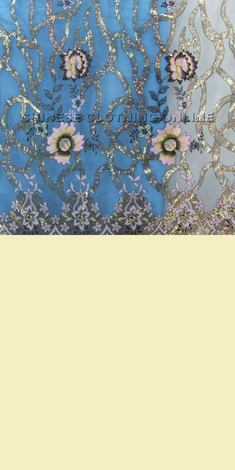 Fabric - See-through Embroidery Gauze w/ Paillettes (White)