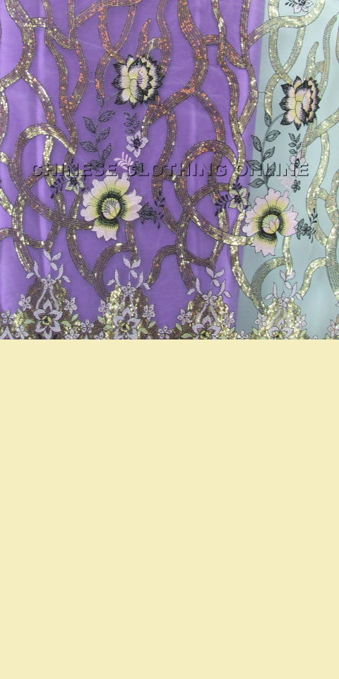 Fabric - See-through Embroidery Gauze w/ Paillettes (White)