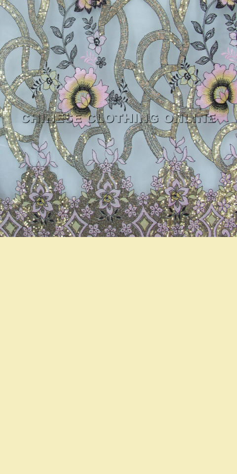 Fabric - See-through Embroidery Gauze w/ Paillettes (White)