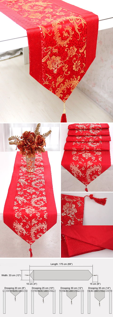 Chinese Ethnic Phoenix Tail Embroidery Table Runner (RM)