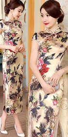 Cup-sleeve Silk Printing Cheongsam (RM)