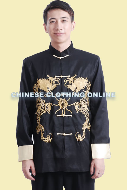 Mandarin Dual-dragon Embroidery Thai Silk Jacket (RM)