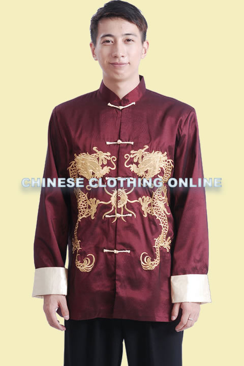 Mandarin Dual-dragon Embroidery Thai Silk Jacket (RM)