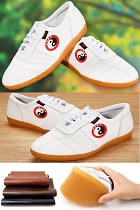 Professional Taichi Embossed Cowhide Sneakers (White)