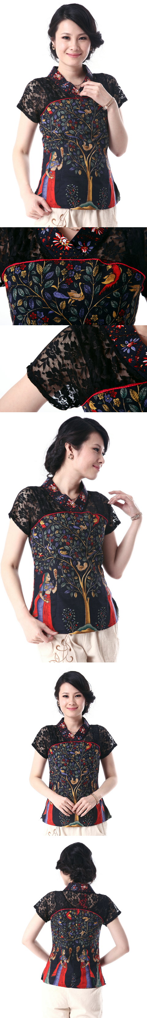 Exquisite Gauze Ethnic Printing Blouse (RM)