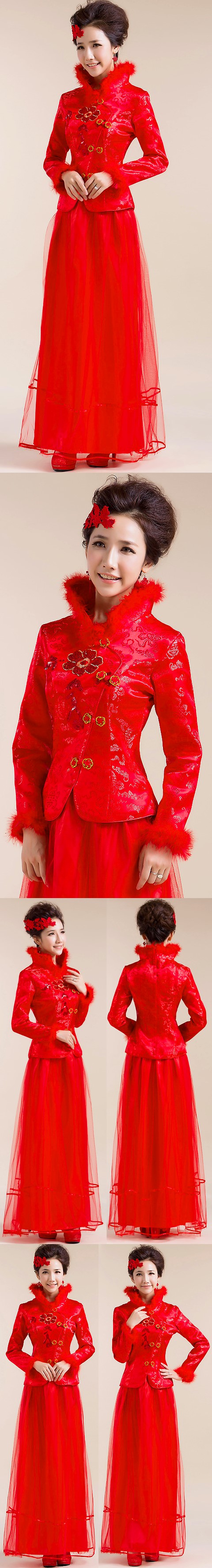 Long-sleeve Long-length Bridal Cheongsam (RM)