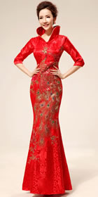 Elbow-sleeve Long Bridal Cheongsam (RM)