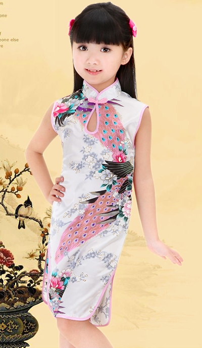 Girl's Sleeveless Floral Cheongsam Dress (RM)