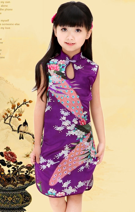 Girl's Sleeveless Floral Cheongsam Dress (RM)